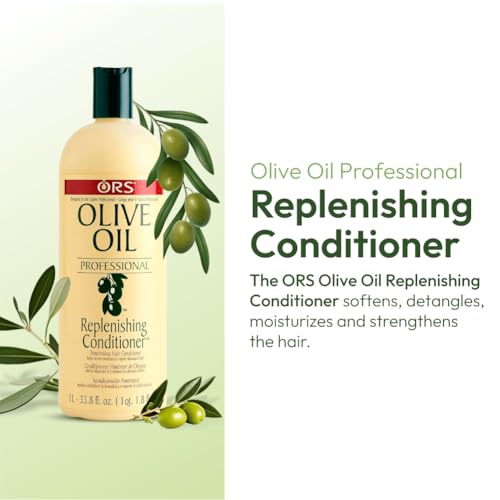 ORS Olive Oil Replenishing Conditioner detangling image shows effortless brush through