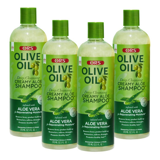 ORS Olive Oil Moisture Restore Shampoo bottle for gentle cleansing and detangling.
