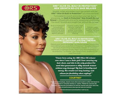 ORS Olive Oil New Growth Relaxer packaging highlighting olive oil moisture for smoother results