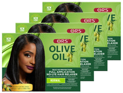 ORS Relaxer kit opened pack showing creamy application for smooth, manageable hair during processing