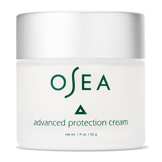 OSEA Advanced Protection Face Cream bottle and box highlight clean beauty for dry skin.