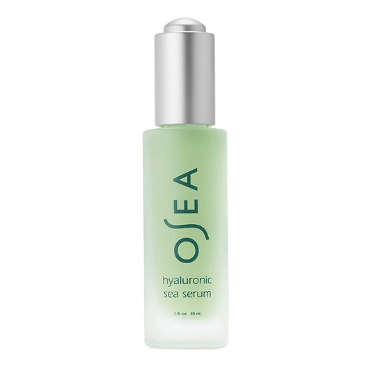 OSEA Hyaluronic Acid Sea Serum bottle with dropper for deep hydration.