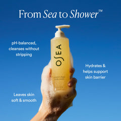 Pour spout view of OSEA Undaria Algae Body Wash for easy use