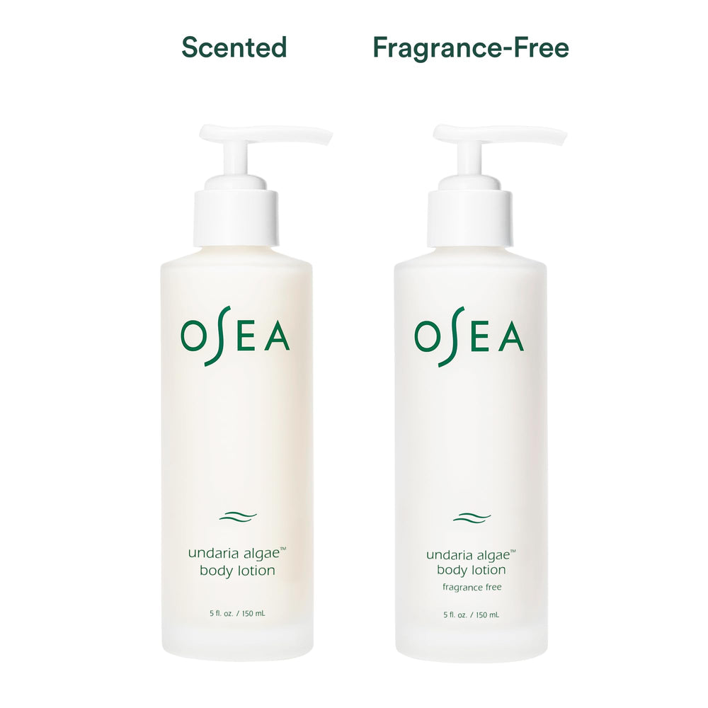 Close-up texture of OSEA Undaria Algae Fragrance Free Body Lotion shows a light, non-greasy feel