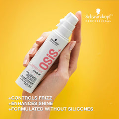 OSiS+ Glow bottle application highlights easy dispersion for smooth styling.