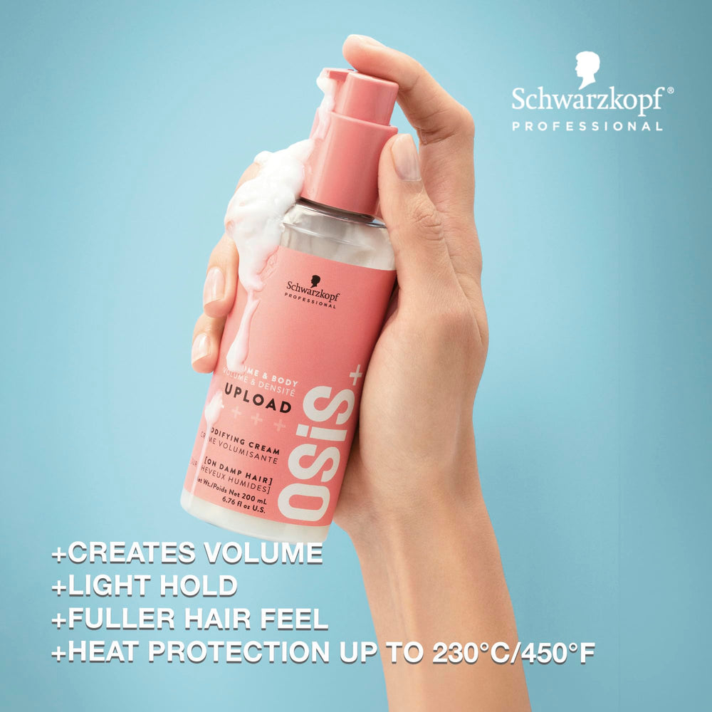 OSiS+ Upload Volume Cream dispenser demonstrates easy application.