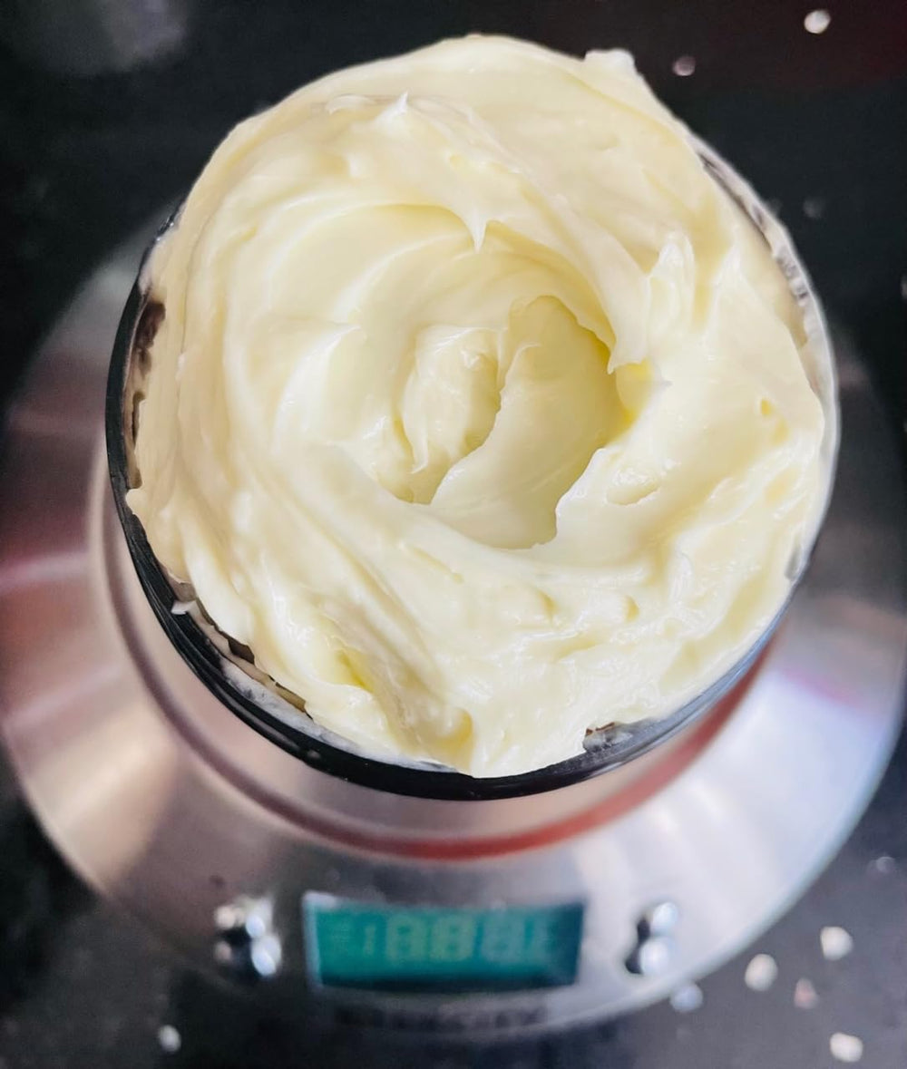 Hand-packed Oslove Organics mango butter ready for pure DIY formulas
