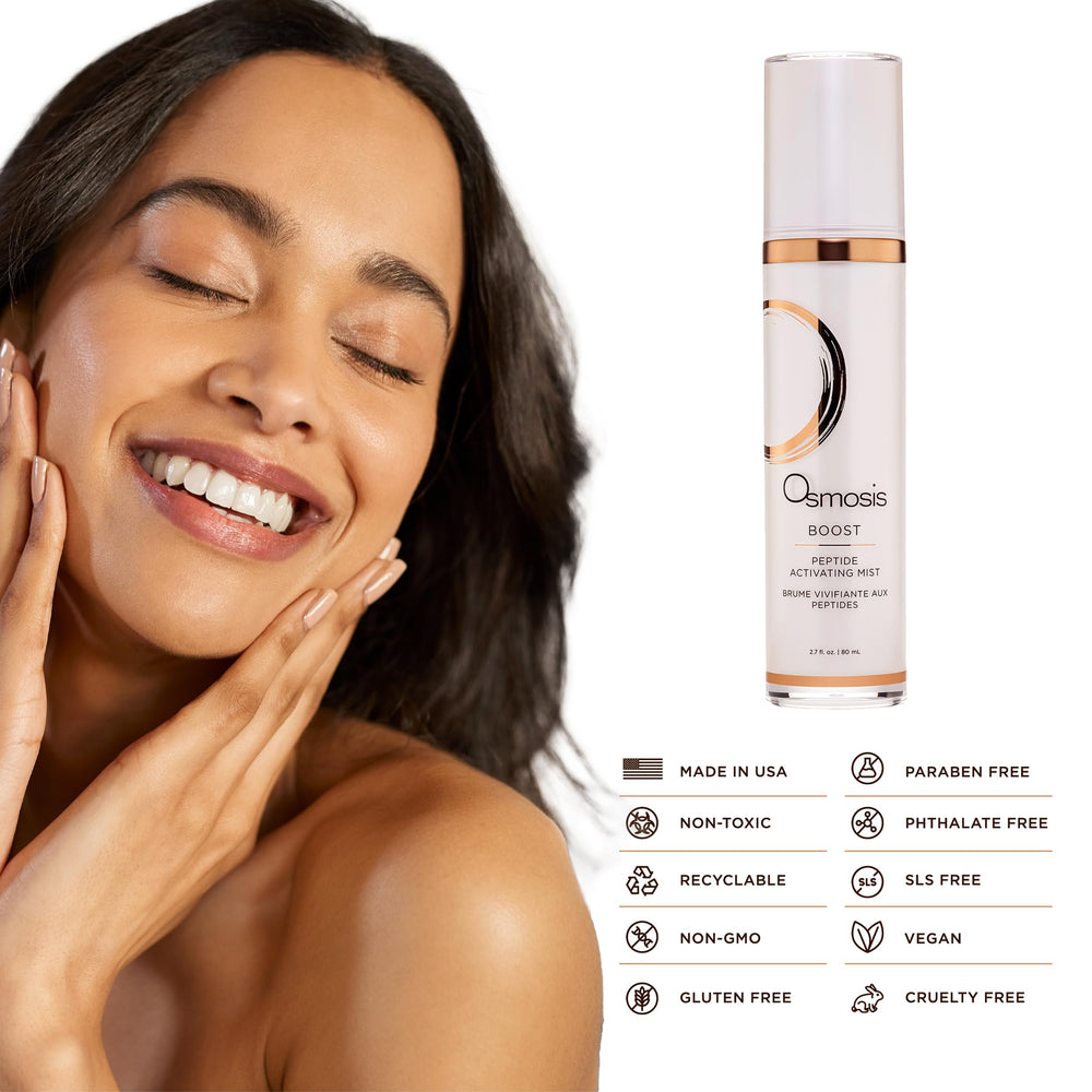 OSMOSIS BOOST bottle reveals hyaluronic acid content for moisture
