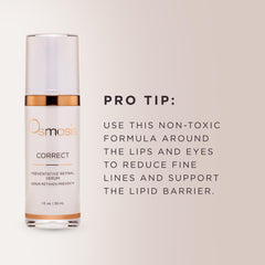 OSMOSIS CORRECT user applies serum to cheek during routine.