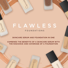 Close-up of Osmosis Flawless Foundation texture showing creamy, blendable formula.