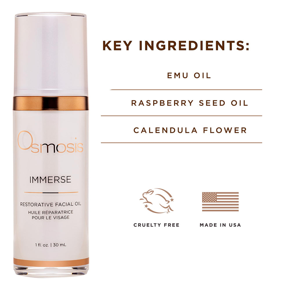 OSMOSIS Immerse dropper demonstrates precise application and premium packaging.