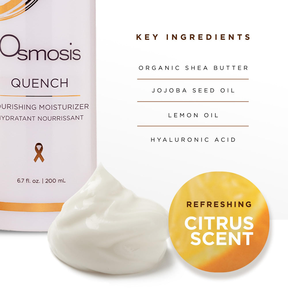 OSMOSIS QUENCH ingredients-closeup highlights hyaluronic acid and jojoba oil