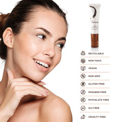 OSMOSIS Satin Treatment Primer on skin close-up shows hydrated, plump look.