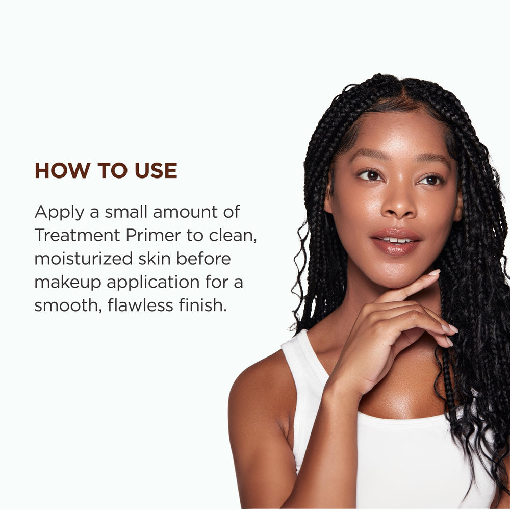 OSMOSIS Satin Treatment Primer soft-focus finish on cheek close-up.