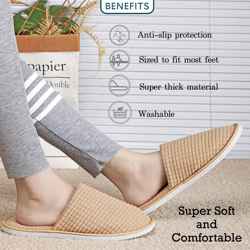 OSTADARRA spa slippers washable and reusable, suited for repeat hotel stays.