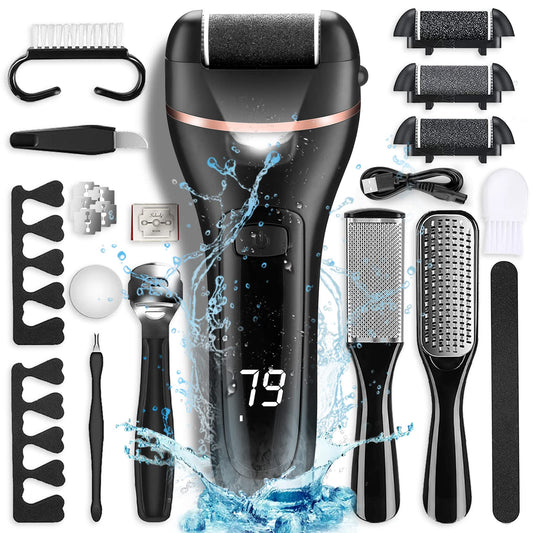 OTAZWA electric foot callus remover with 21-in-1 kit for at-home pedicures