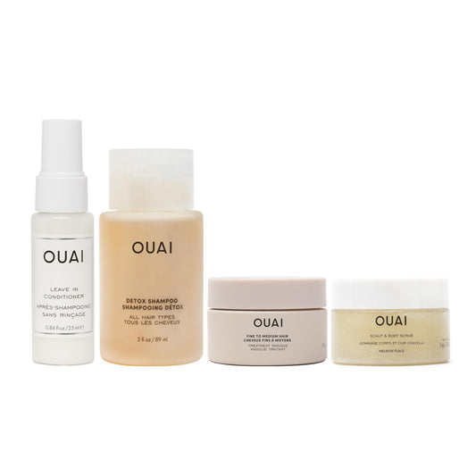 OUAI Travel Kit leave-in conditioner bottle for on-the-go styling