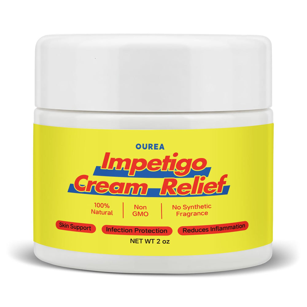 Ourea Impetigo Cream tube being applied for gentle daily skin comfort.