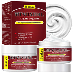 OURMUST 5% Minoxidil bottle shown for scalp hair regrowth and fuller look.