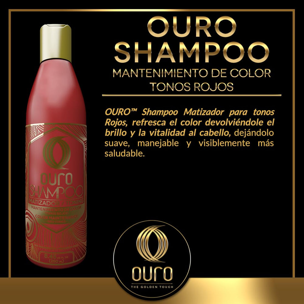 OURO Red Toning Shampoo ingredient complex for moisture and shine