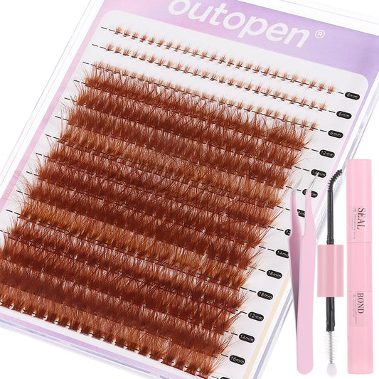 Outopen brown lash clusters upper 60D 12-18mm for versatile looks