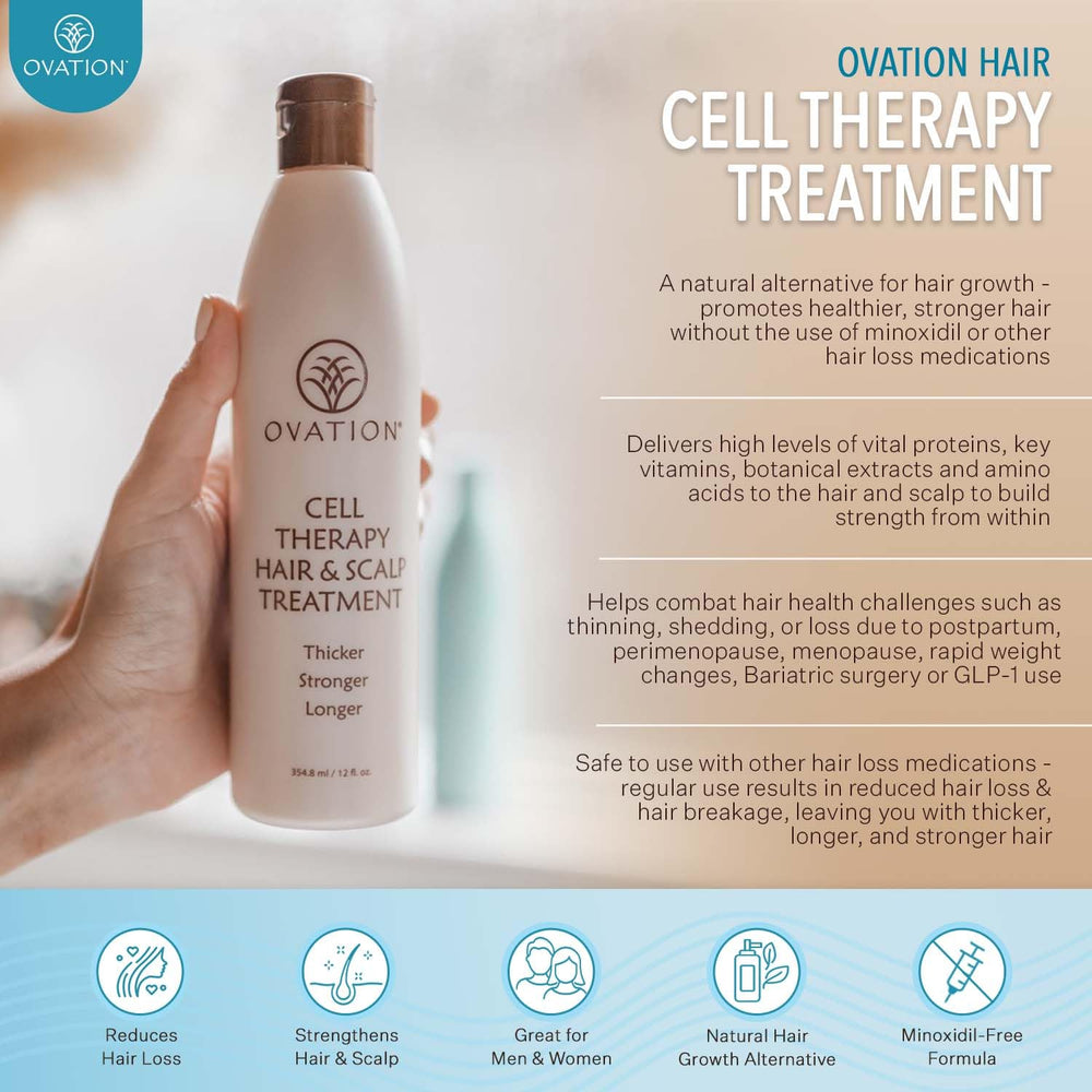 Ovation Hair Cell Therapy applied to scalp for nourishment.