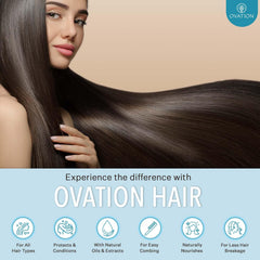 Ovation Hair Color Protection Shampoo stored in a tidy bathroom cabinet.