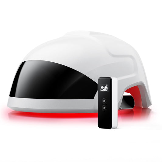 OVEKPA red light therapy laser cap front view for at-home hair growth support