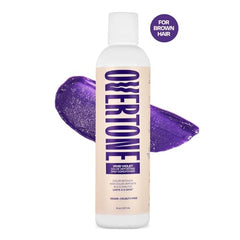 Overtone Vivid Violet hair closeup reveals deep purple hue and shine.