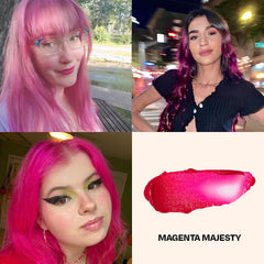 shiny, healthy-looking hair after using oVertone Magenta Majesty