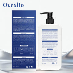 OVEXLIO packaging highlights 11.84 fl oz size for long-term use