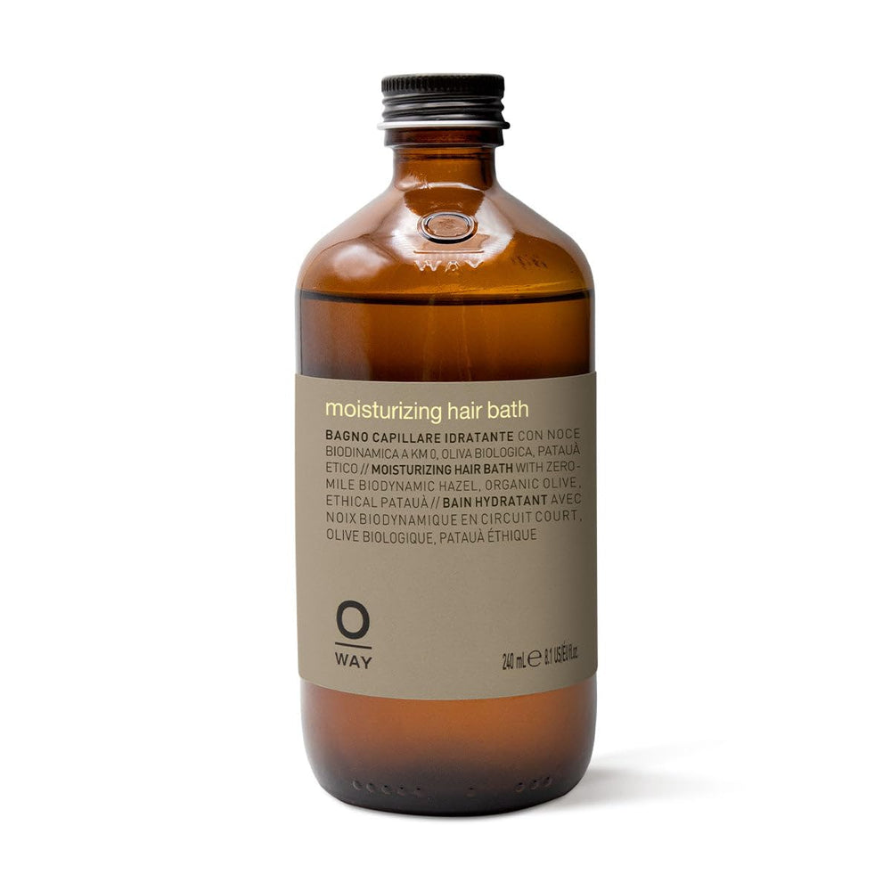 OWAY moisturizing hair bath bottle provides gentle hydration for daily cleansing and silky strands.