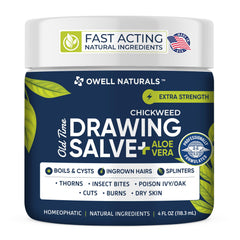OWELL Naturals Drawing Salve bottle with clear formula for irritated skin