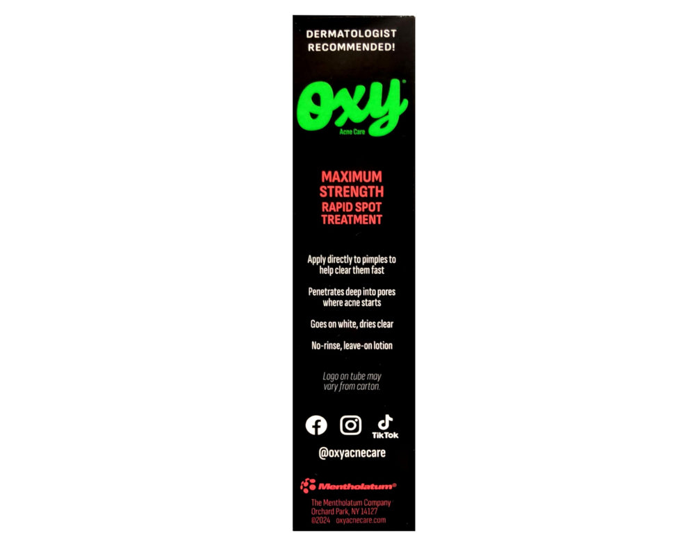 OXY Maximum Action Spot Treatment closeup-texture reveals cream texture for easy blending