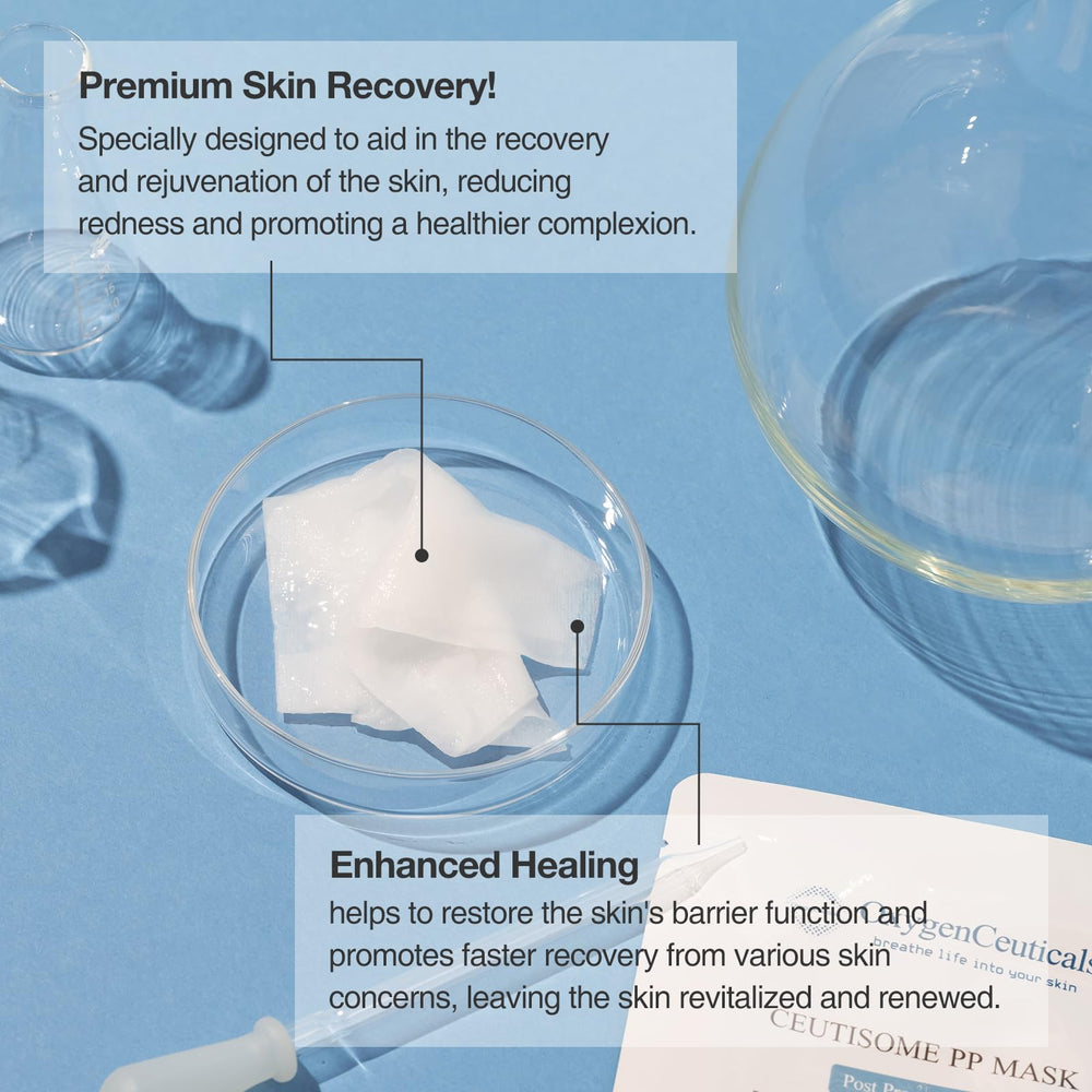 OxygenCeuticals Ceutisome PP Mask sheets ready for soothing hydration.