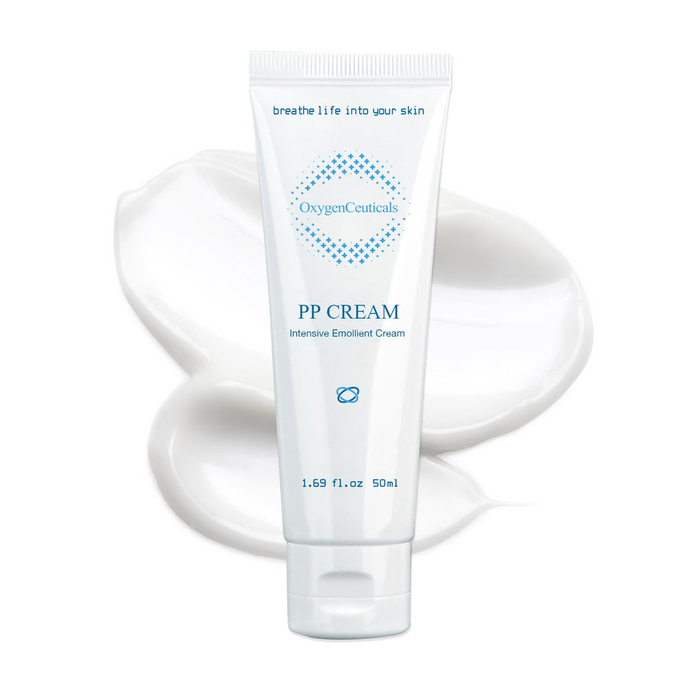 OxygenCeuticals PP Cream tube front highlighting recovery formula for sensitive skin