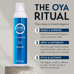OYA Contour packaging highlights clean, salon-grade formula.