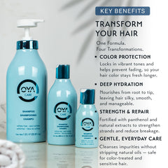 OYA Shampoo for dry, damaged hair adds softness and balance.