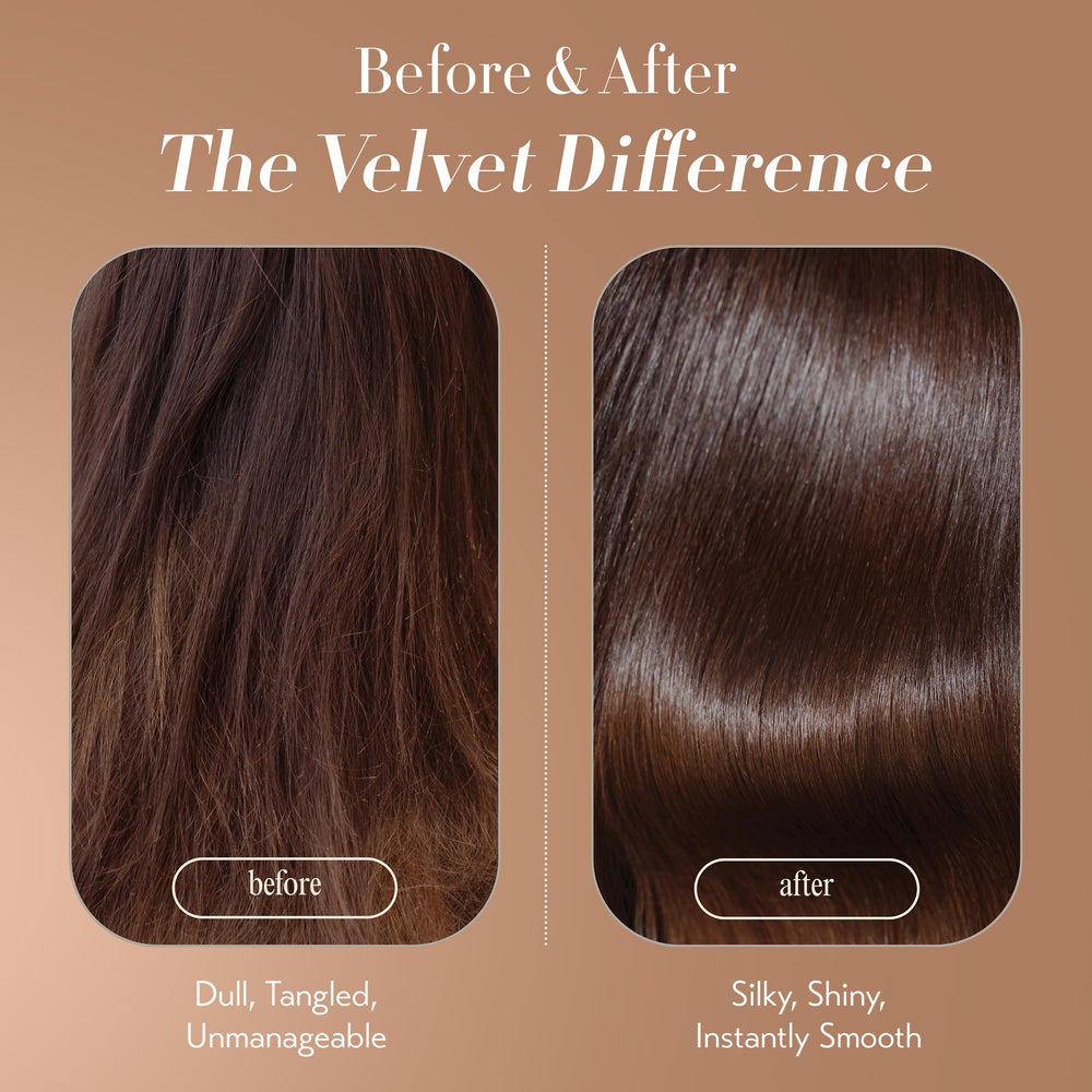 Silky, smooth strands with natural shine after applying OYA Velvet.