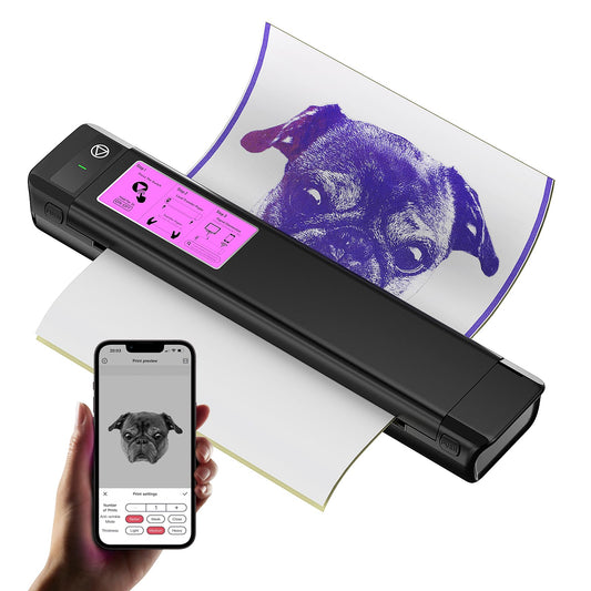 OZER M08Pro front view of compact wireless tattoo stencil printer for studio use.