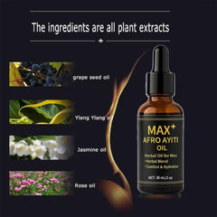 OZZKSO Max+ Afro Ayiti oil application demonstrating soothing massage technique.