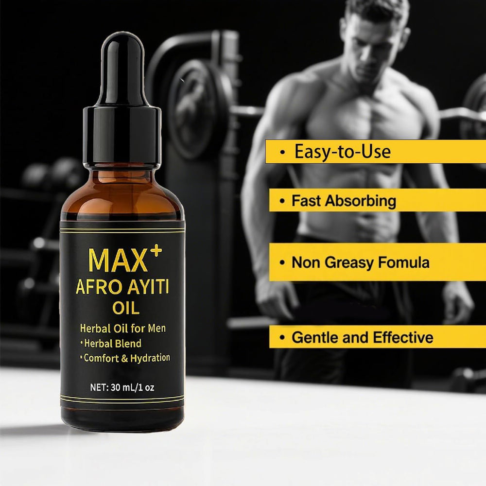 OZZKSO Max+ Afro Ayiti oil texture close-up emphasizing quick absorption.