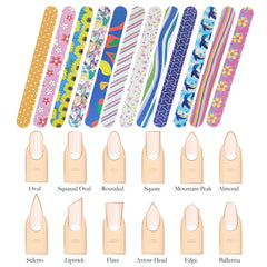 P2P Nails Colorful Nail File Strips smooth nail edges after filing.