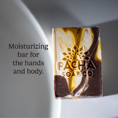 Pacha Soap Co Almond Goat Milk Bar Soap – handcrafted in USA for sensitive skin.