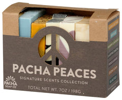 Closeup of creamy lather from the Pacha Soap Calm Peaces bar.
