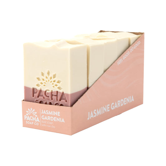Pacha Soap Co Jasmine Gardenia bar soap with luxurious floral scent for daily cleansing