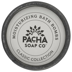 Pacha Peaces Froth Bomb label emphasizes cruelty-free and organic notes.