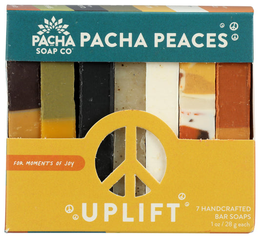 Pacha Soap Co Uplift Peaces Bar Soap pack front image, ideal daily cleanse.