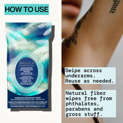 Pacifica coconut milk underarm wipes travel-ready compact pack for planes
