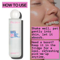 Pacifica Happy Water Toner daily use scene on bathroom counter.